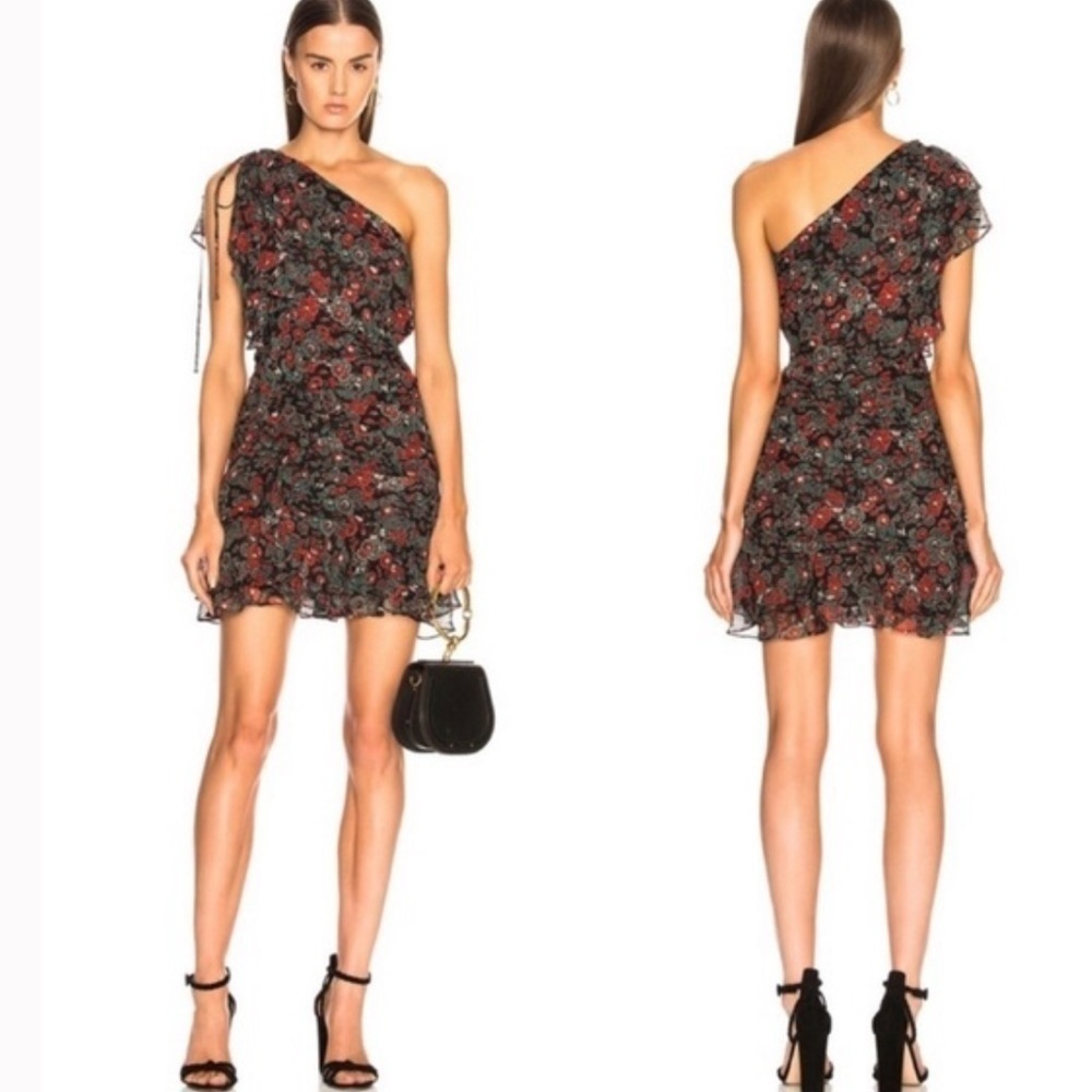 Veronica Beard Ballard Silk One Shoulder Ruffle Dress. EUC!